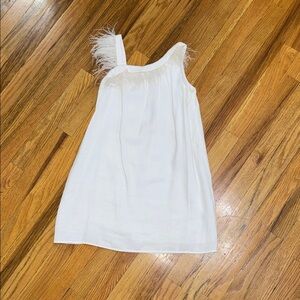 ZARA Girls White Feather Trim Dress – Size 9 (134 cm)
